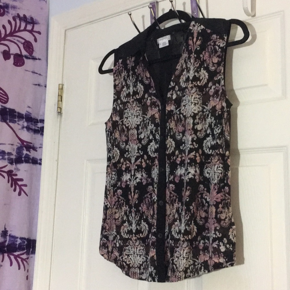 Button-Down Blouse with See-Through Back